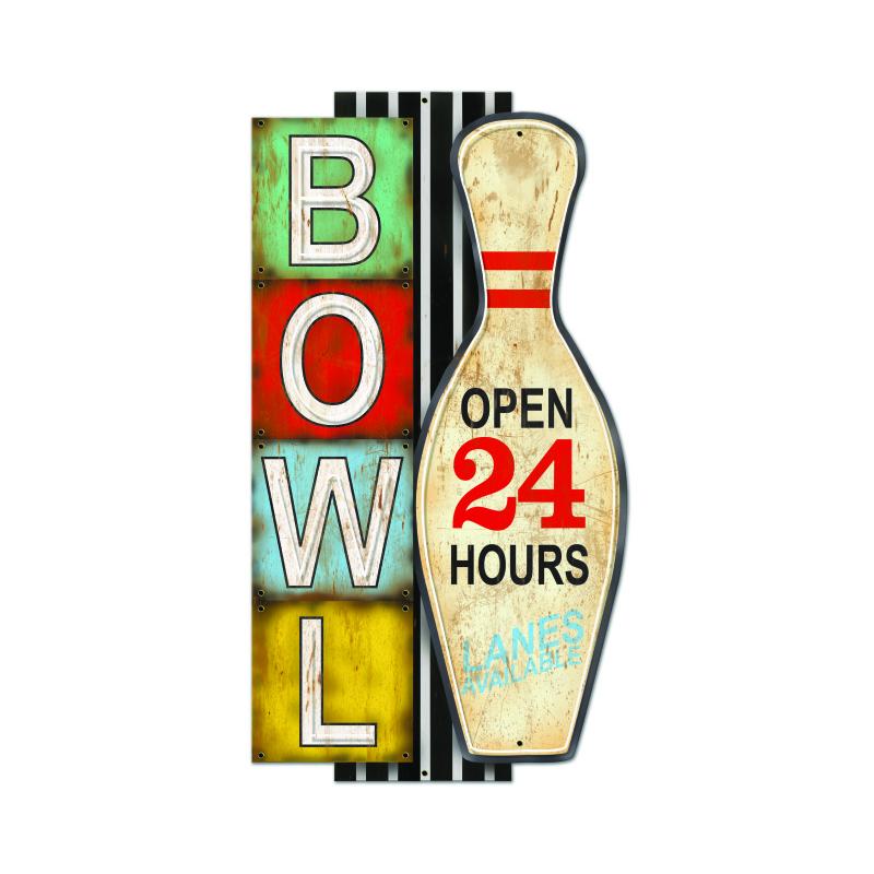 BOWL NEON VINTAGE, Sports and Recreation, Metal Sign, 28 X 16 Inches