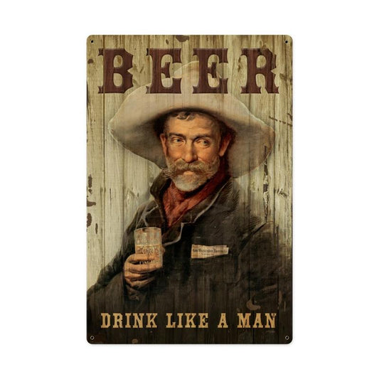 Cowboy Beer, Metal Sign, Metal Sign, 24 X 36 Inches