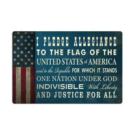 The Pledge Of Allegiance, Metal Sign, Metal Sign, 24 X 16 Inches