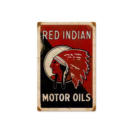 Red Indian Motor Oils, Humor, Metal Sign, 36 X 24 Inches