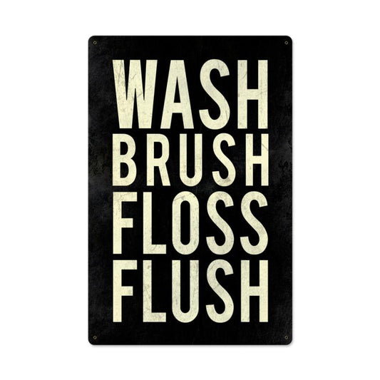 Wash Powder Room, Home and Garden, Metal Sign, 16 X 24 Inches