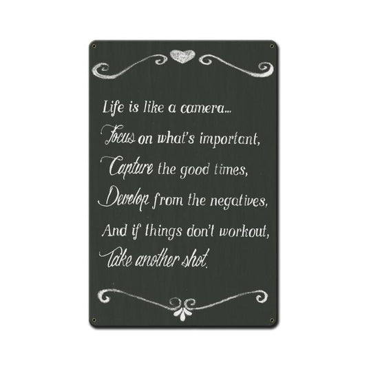 Life Is Like A Camera, Home and Garden, Metal Sign, 12 X 18 Inches