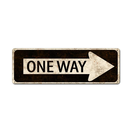 One Way Vintage, Street Signs, Metal Sign, 24 X 8 Inches