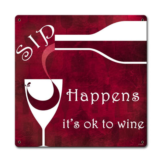 Sip Happens, Food and Drink, Custom Metal Shape, 12 X 12 Inches