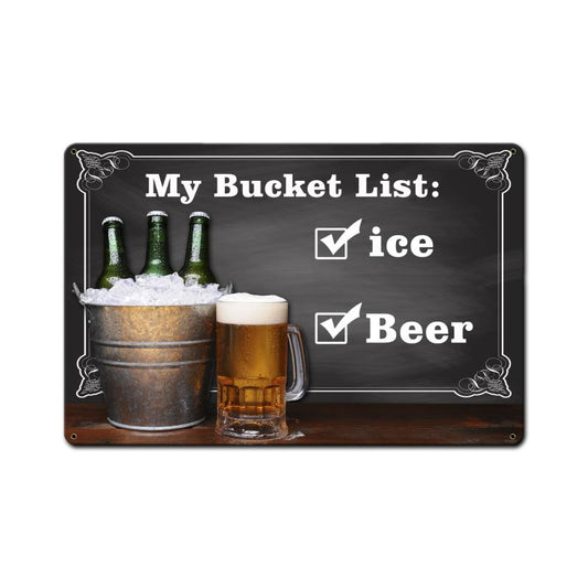 Bucket List, Food and Drink, Custom Metal Shape, 18 X 12 Inches