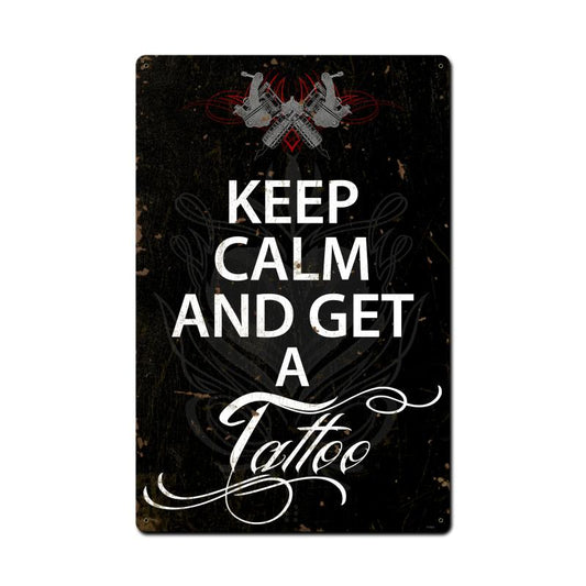 Keep Calm Tattoo, Humor, Metal Sign, 16 X 24 Inches