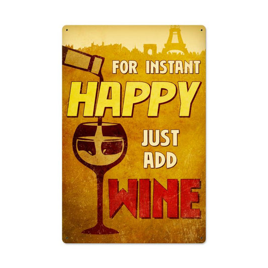 Happy Wine, , Vintage Metal Sign, 16 X 24 Inches