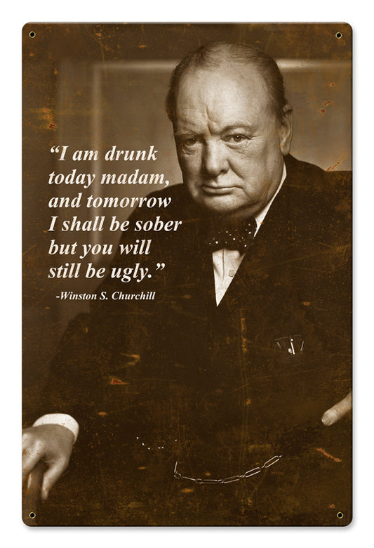 Winston Churchill, , Metal Sign, 12 X 18 Inches