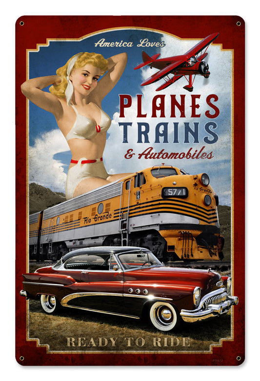 PLANES TRAINS AUTOMOBILES, Automotive, SATIN, 12 X 18 Inches