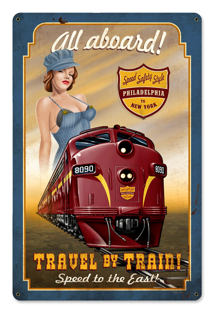 TRAVEL BY TRAIN, Train, Satin, 12 X 18 Inches