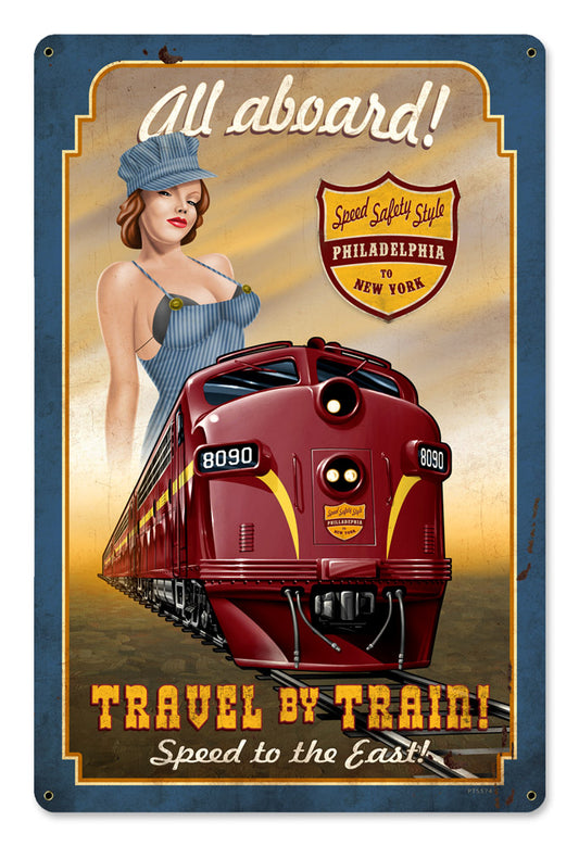 TRAVEL BY TRAIN, Train, Satin, 12 X 18 Inches