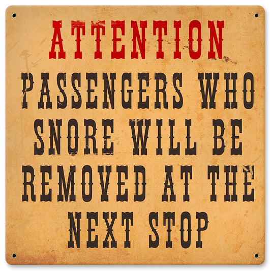 ATTENTION PASSENGERS, , METAL SIGN, 12 X 12 Inches