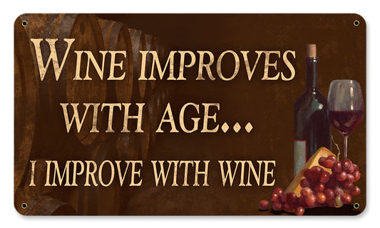 IMPROVE WINE, Food and Alchohol, METAL SIGN, 8 X 14 Inches