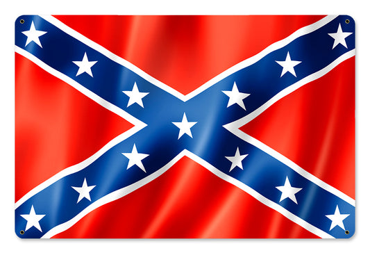 Confederate Flag Wave, Nostalgic, SATIN METAL SIGN , 18 X 12 Inches