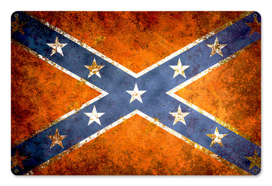 Confederate Flag Vintage, Nostalgic, SATIN METAL SIGN , 18 X 12 Inches