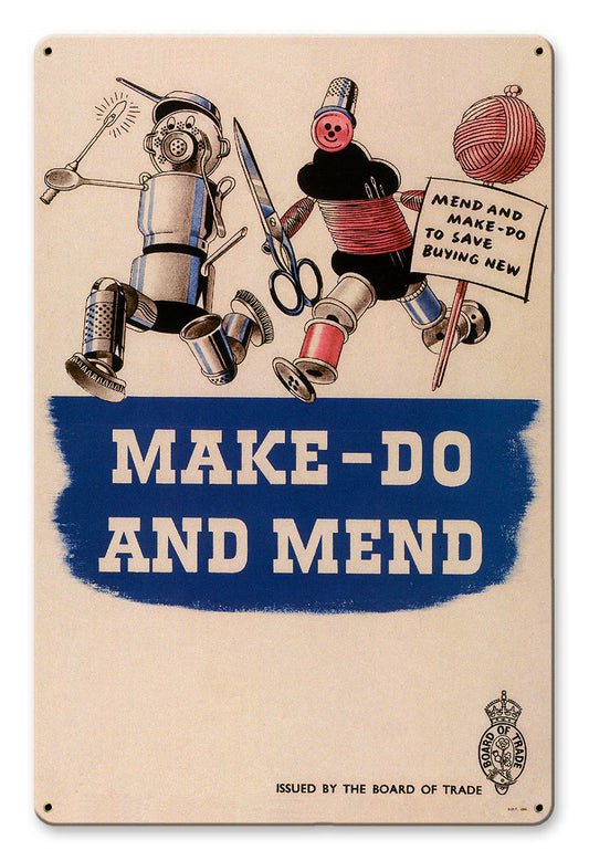 Make Do And Mend, Home and Garden, Satin, 12 X 18 Inches