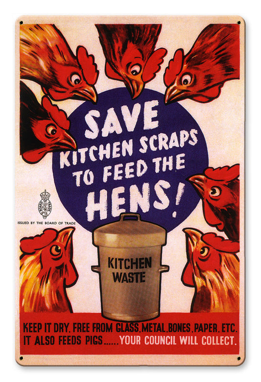 Save Kitchen Scraps Feed Hens, Home and Garden, Satin, 12 X 18 Inches