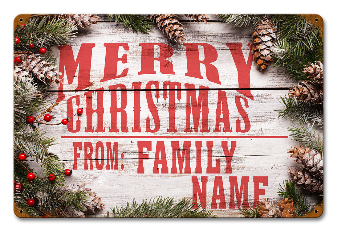 Merry Christmas From Family Personalized, Seasonal, PERSONALIZED , 12 X 18 Inches