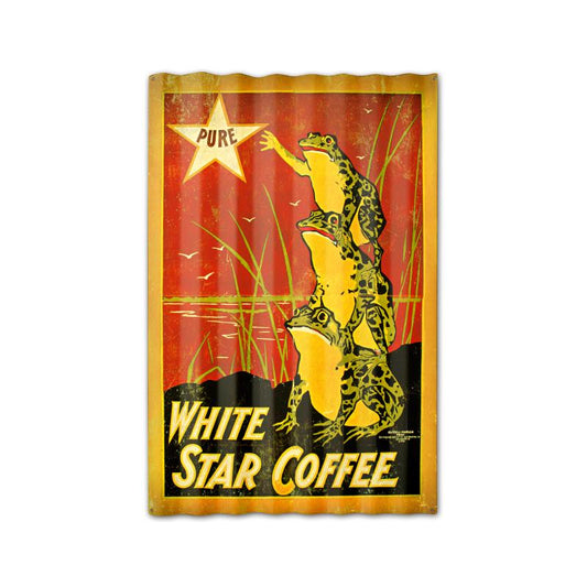 White Star Coffee Corrugated, Food and Drink, Corrugated Rustic Barn Wood Sign, 16 X 24 Inches