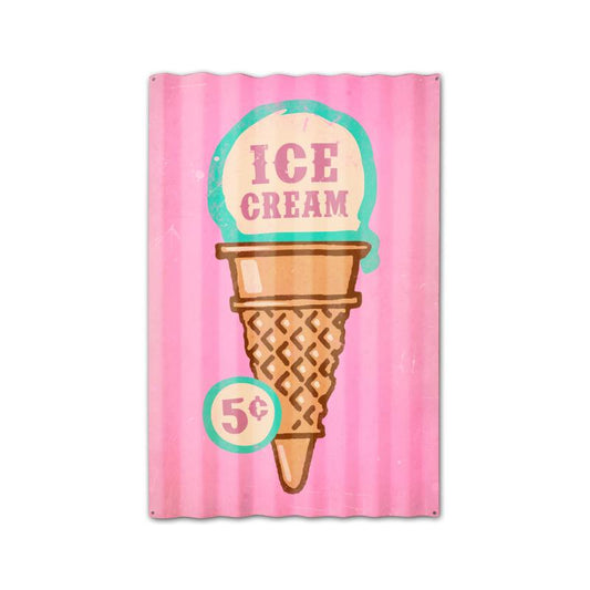 Ice Cream Corrugated, Food and Drink, Corrugated Rustic Barn Wood Sign, 16 X 24 Inches