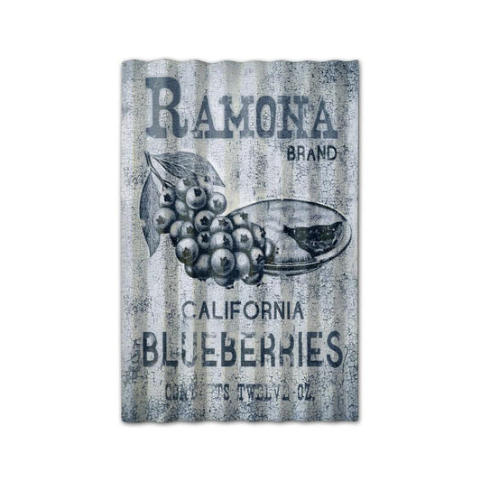 Ramona Blueberries Corrugated, Food and Drink, Corrugated Rustic Barn Wood Sign, 16 X 24 Inches