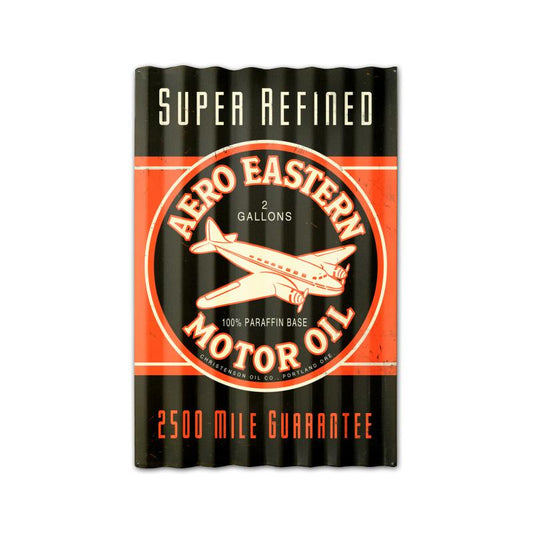 Aero Eastern Motor Oil Corrugated, Automotive, Corrugated Rustic Barn Wood Sign, 16 X 24 Inches