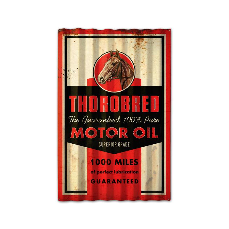 Thorobred Motor Oil Corrugated, Automotive, Corrugated Rustic Barn Wood Sign, 16 X 24 Inches