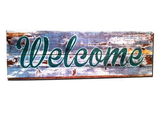 Welcome Wood Green, Home and Garden, Wood Sign, 22 X 7 Inches