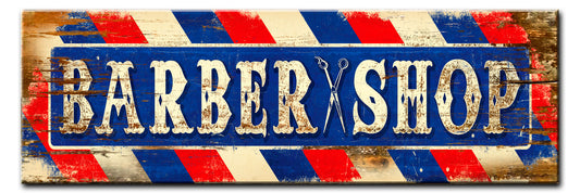 WOOD PRINT BARBER SHOP, Category/Home and Garden, WOOD PRINT, 22 X 7 Inches