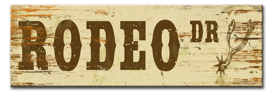 WOOD PRINT RODEO DRIVE, Category/Home and Garden, WOOD PRINT, 22 X 7 Inches