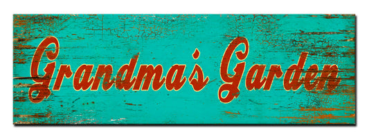 WOOD PRINT GRANDMA'S GARDEN SIGN, Category/Home and Garden, WOOD PRINT, 22 X 7 Inches