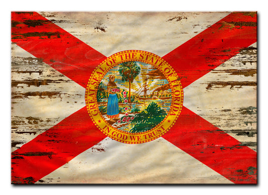 FLORIDA STATE FLAG PRINTED ON WOOD, Category/Home and Garden, WOOD PRINT, 20 X 14 Inches