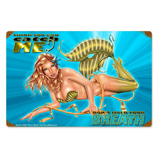 Oceana Mermaid, Pinup Girls, Vintage Metal Sign, 18 X 12 Inches