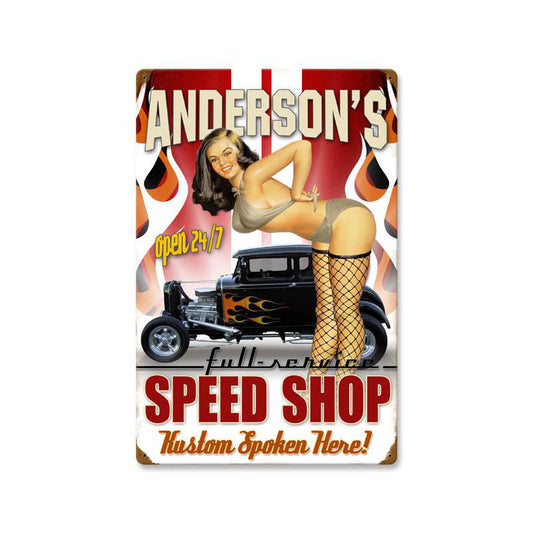 Speed Shop, Personalized, Vintage Metal Sign, 16 X 24 Inches