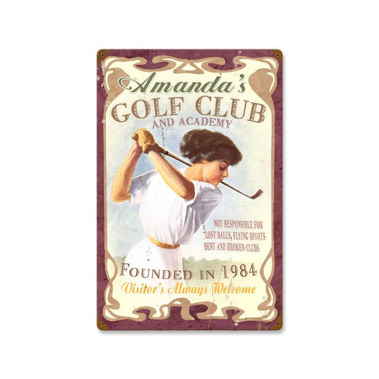Golf Club, Personalized, Vintage Metal Sign, 16 X 24 Inches