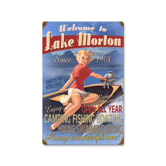 Welcome to Lake, Personalized, Vintage Metal Sign, 16 X 24 Inches