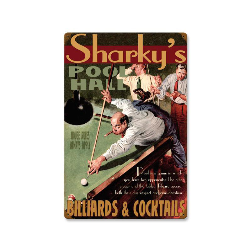 Pool Hall, Personalized, Vintage Metal Sign, 16 X 24 Inches