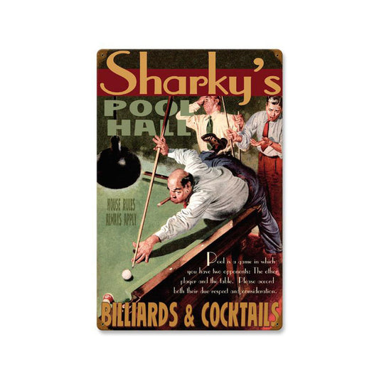 Pool Hall, Personalized, Vintage Metal Sign, 16 X 24 Inches