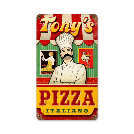 Pizza, Personalized, Vintage Metal Sign, 8 X 14 Inches