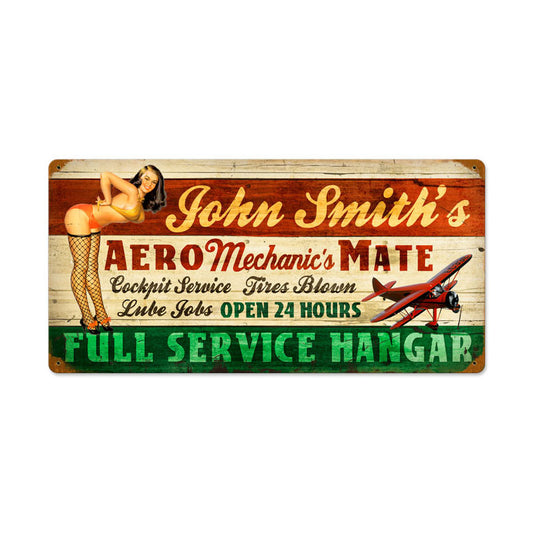Aero Mechanics Mate, Aviation, Vintage Metal Sign, 24 X 14 Inches