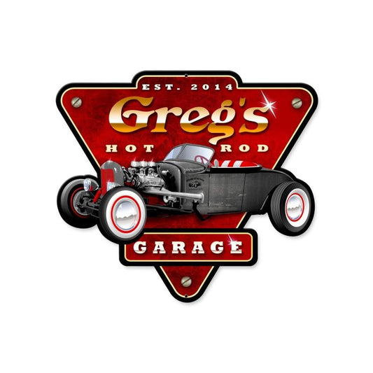 Hot Rod Garage Personalized, Automotive, Custom Metal Shape, 14 X 15 Inches