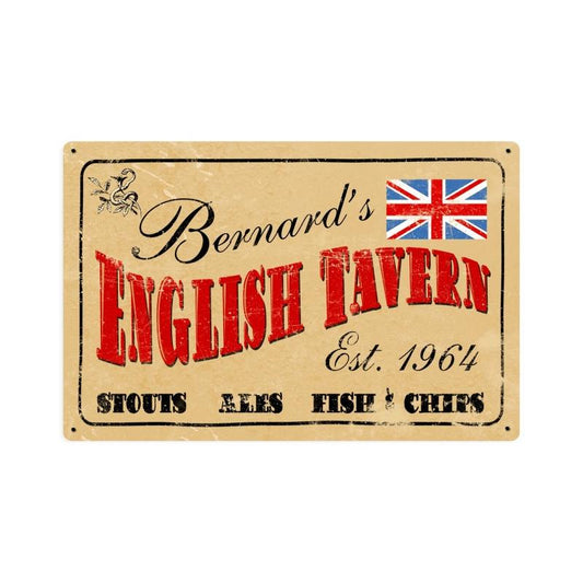 Old English Tavern Personalized, Personalized, Custom Metal Shape, 18 X 12 Inches