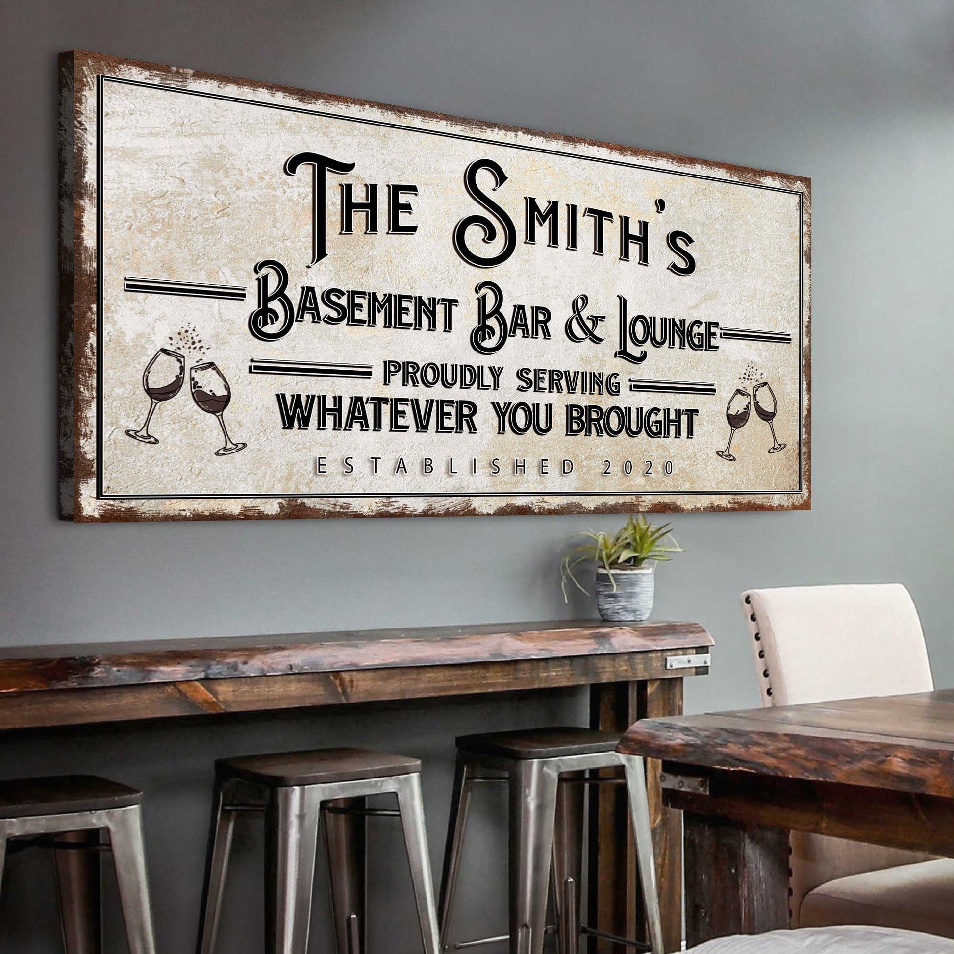 Personalized Basement Bar Sign: Rustic Modern Decor for Your Home Bar – Perfect Last Minute Anniversary Gift for Him