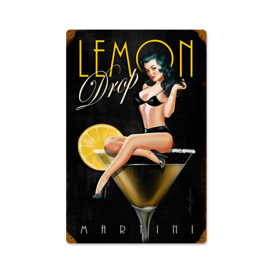 Lemon Drop, Pinup Girls, Vintage Metal Sign, 12 X 18 Inches