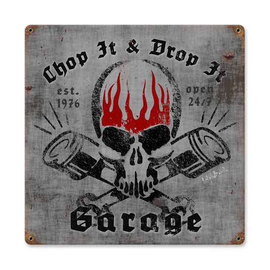 Chop it Drop It, Automotive, Vintage Metal Sign, 12 X 12 Inches