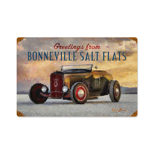 Bonneville Salt Flats, Automotive, Vintage Metal Sign, 18 X 12 Inches