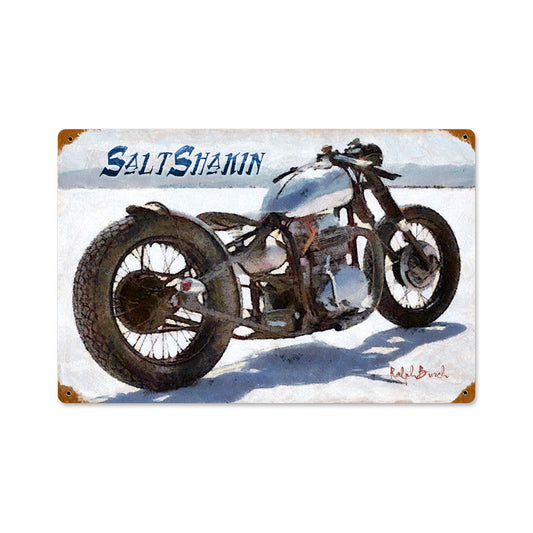 Salt Shakin Motorcycle, Motorcycle, Vintage Metal Sign, 18 X 12 Inches