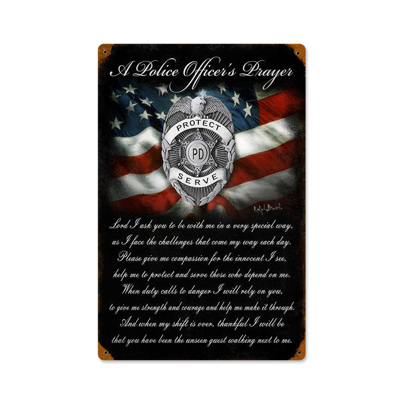 Police Officers Prayer, Home and Garden, Vintage Metal Sign, 12 X 18 Inches