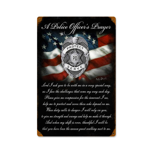 Police Officers Prayer, Home and Garden, Vintage Metal Sign, 12 X 18 Inches