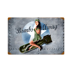 Bombs Away, Pinup Girls, Vintage Metal Sign, 18 X 12 Inches